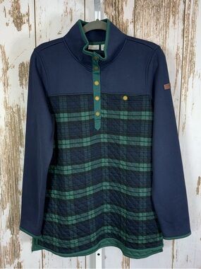 L.L. Bean Women's Quilted, 1/4 Snap Pullover Fleece. Size Large Reg.